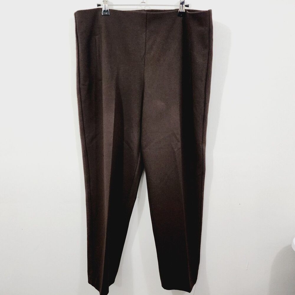 Chico's Crop Straight-Leg Ponte Pants Brown Elastic Waist Womens Size 16 Stretch